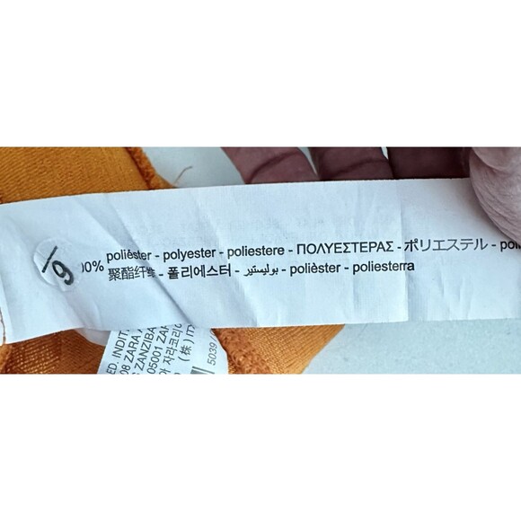 Zara Orange Floral Cap Sleeve Tie‎ Waist Stretch Midi Dress Sz M - Picture 15 of 16